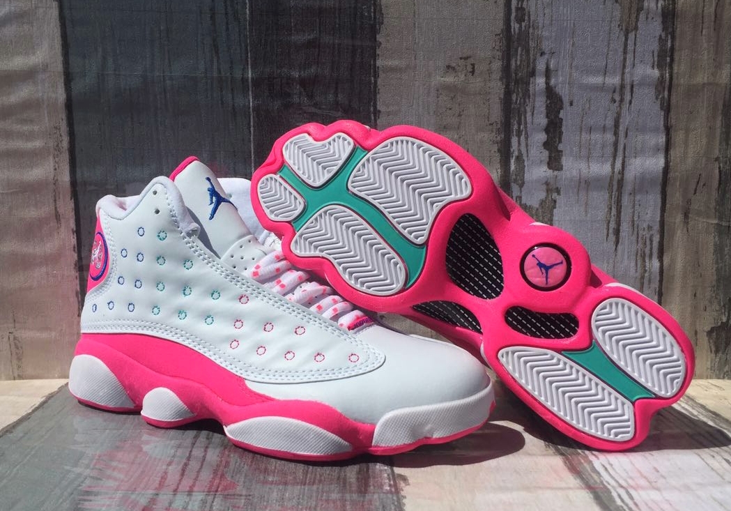 New Air Jordan 13 Easter Eggs White Pink Jade Shoes